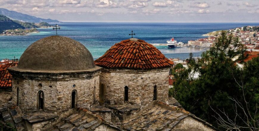 Old church with double dome in Vathi (Samos town)