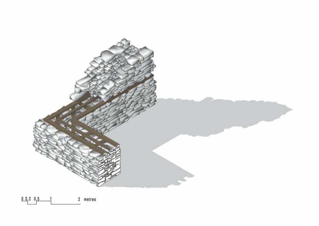 Timber ties in a wall (2D plan)